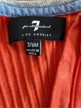 7 For All Mankind Ribbed Coral One-Piece Footed Pajamas with Gray Cuffs